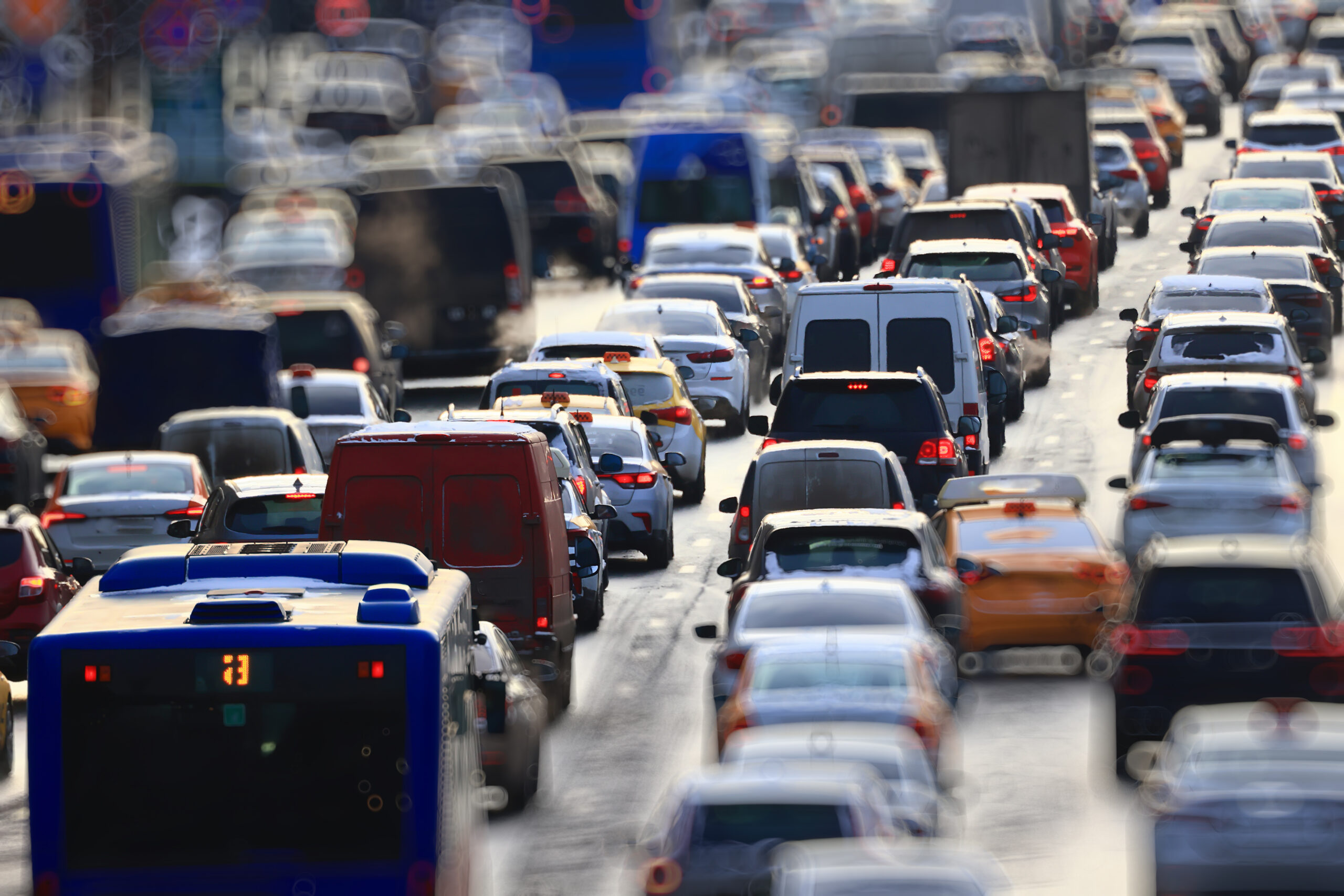 Cars moving one direction to metaphorically show how fast an industry changes.